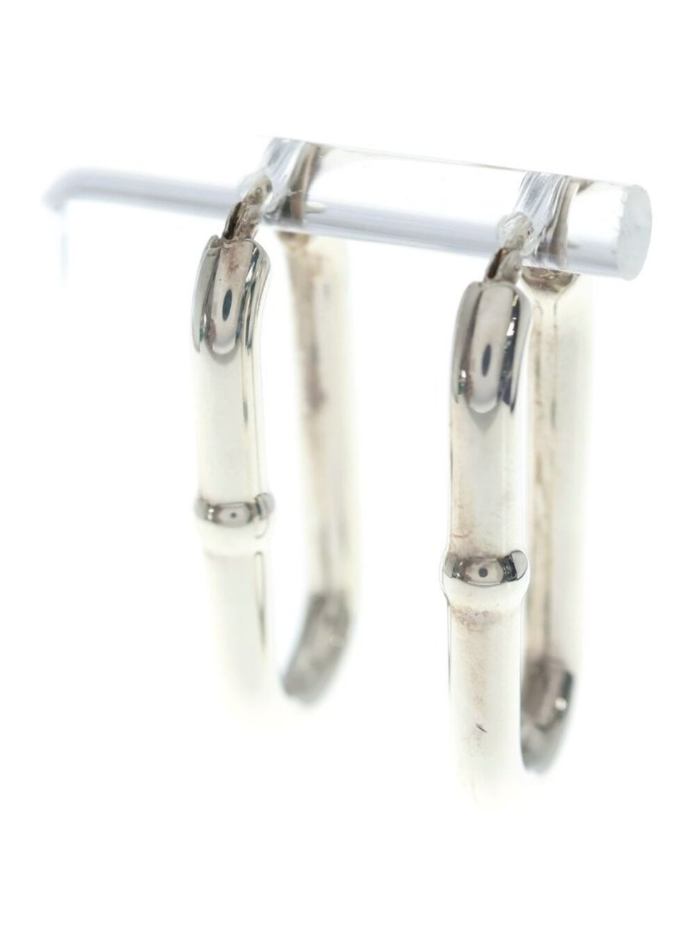Bottega Veneta Oval Chain Hoop Earrings Silver